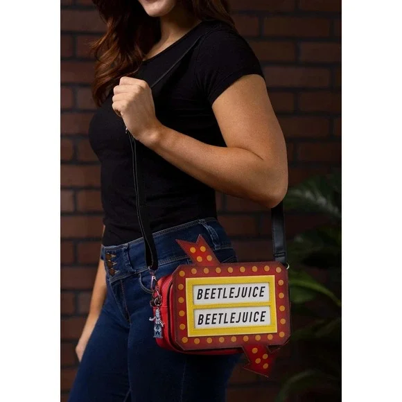 Beetlejuice Glow-in-the-Dark Sign Loungefly Crossbody Bag - Picture 6 of 6